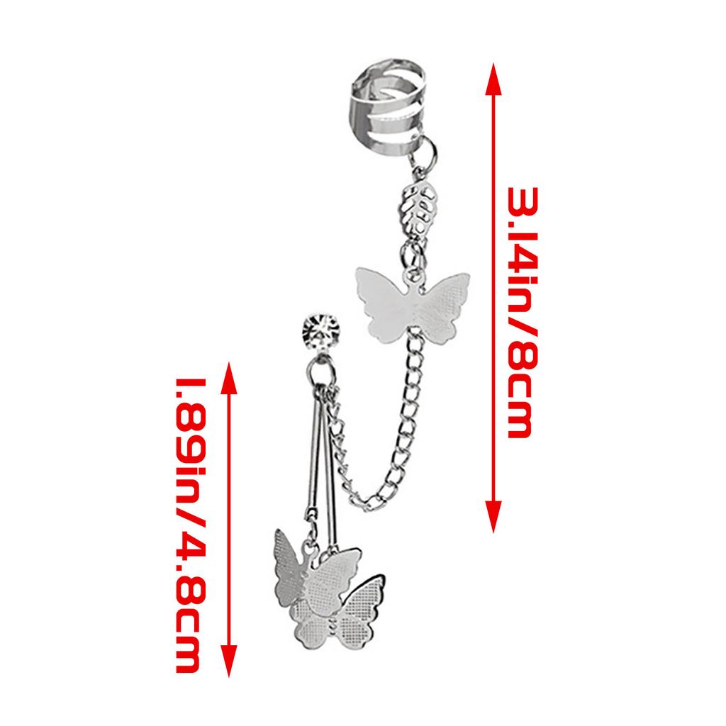 Butterfly Chain Earrings One-piece Ear B One Chain Punk Dark Stud Earrings