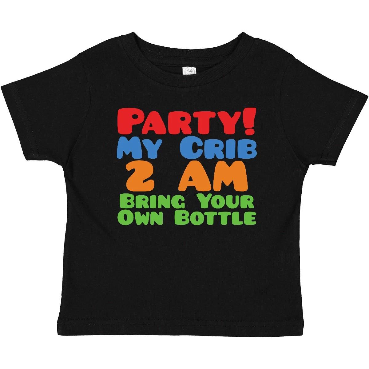 Inktastic Party At My Crib Baby T-Shirt Bring Your Own Bottle Humor Funny Infant 110
