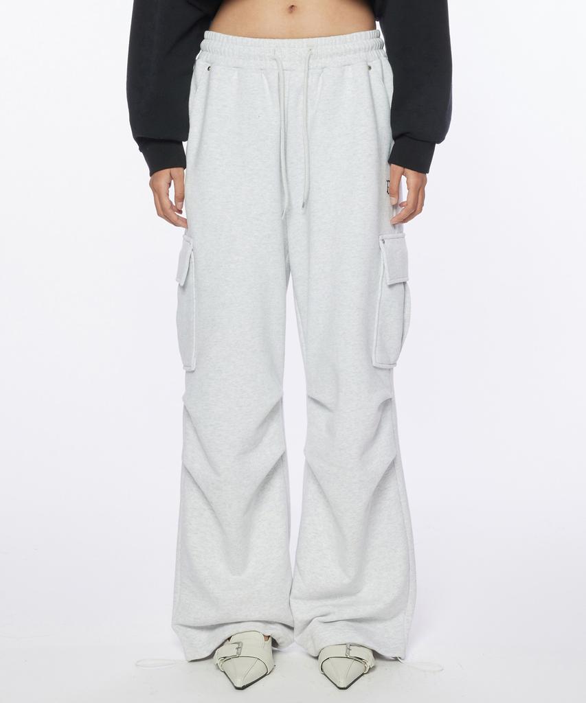 PIPPET Wide Cargo Sweat Pants (Melange Gray)