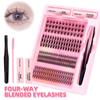 Mixed Length Individual Lash Clusters Soft PBT Material Lash Cluster Kit  Home Makeup