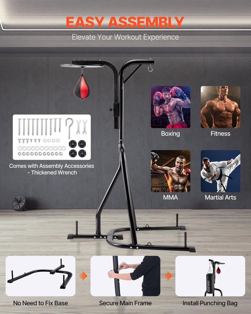 2 In 1 Heavy Duty Punching Bag Frame Boxing Punching Fitness Stand Steel