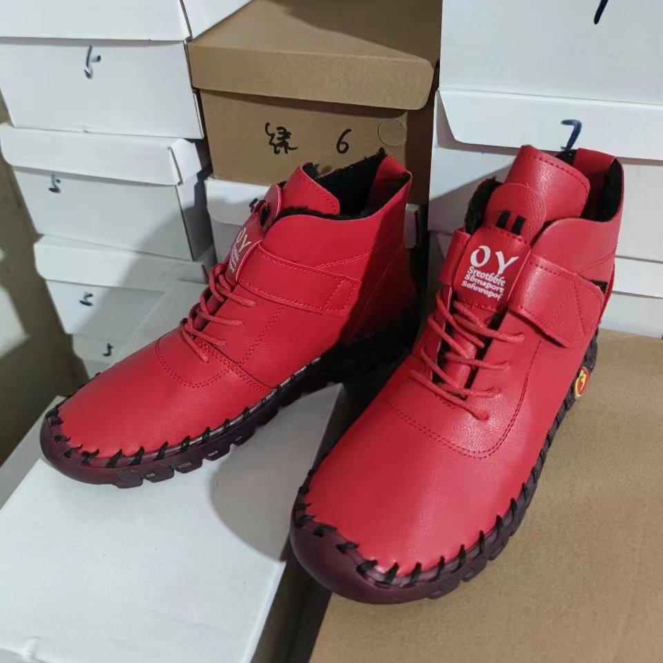 Winter women's shoes lace-up plush warm inner short boots women's shoes