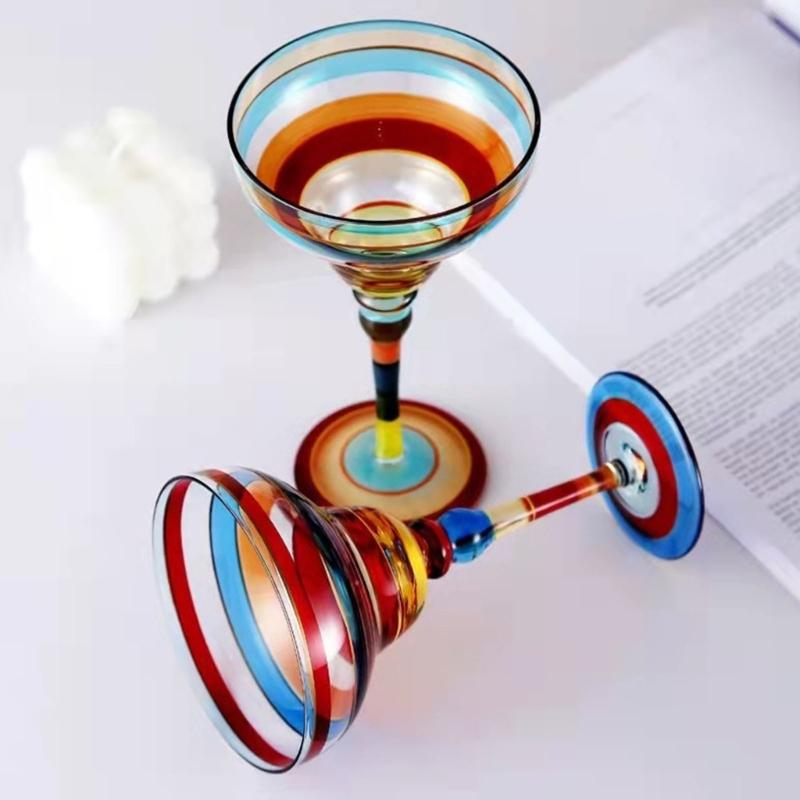 Elegant Margarita Glass Cup Intricate Hand Painted Pattern Colorful Mexicans Cocktail Drinkware For Party Decoration