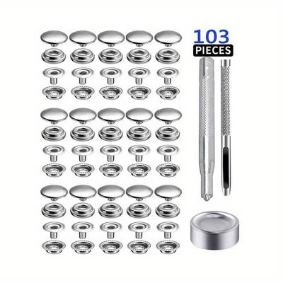100pcs 15mm Canvas Snap Kit Marine Grade Snap Fastener Stainless Steel Snap Buttons for Boat Cover Sewing Leather Clothes Tent