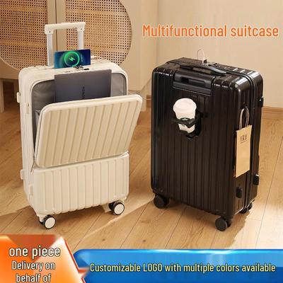 Women's Multifunctional Front-Opening Charging Suitcase with Password Lock - Japanese & Korean Style, Perfect for Business Gifts