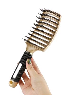 1pc Curved Ventilated Bristle Hair Brush,massage Comb,anti-static,suitable for Both Dry and Wet Use For Hair Accessories