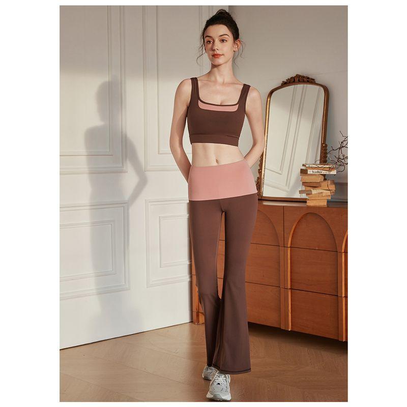 

Sweet and Spicy Yoga Suit Women s Quick-Drying Sports Workout Clothes High Waist Hip Lift Bubble Wrap Breast Holding Outwear Running Two-Piece Suit Smoke chestnut S