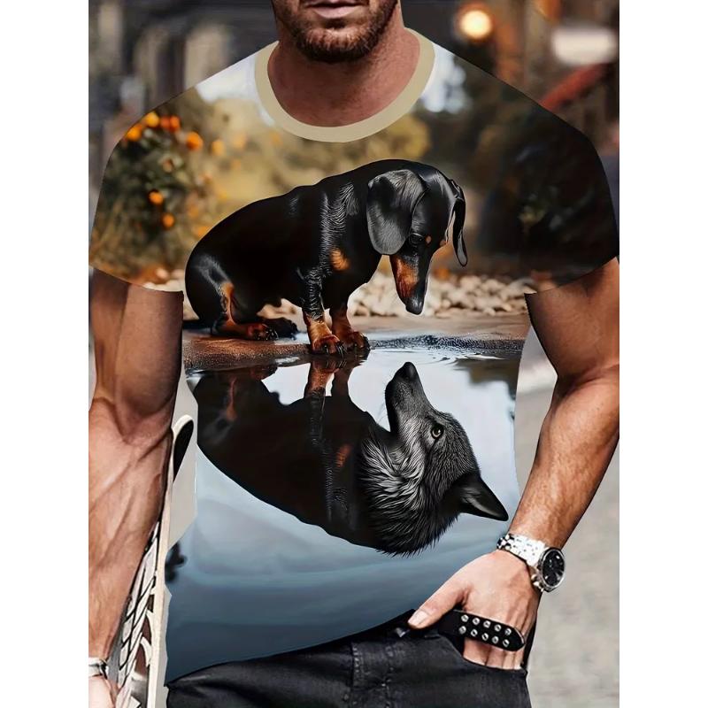 Fashion Men's Crew Neck Short Sleeve 3D Casual Color Printing Casual Short Sleeve Crew Neck T-Shirt