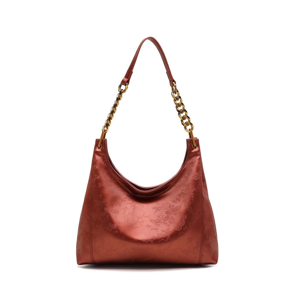 High-End Large-Capacity Oil Wax Leather One-Shoulder Underarm Bag Women'S Spring Fashion Niche Retro Messenger Tote Bag
