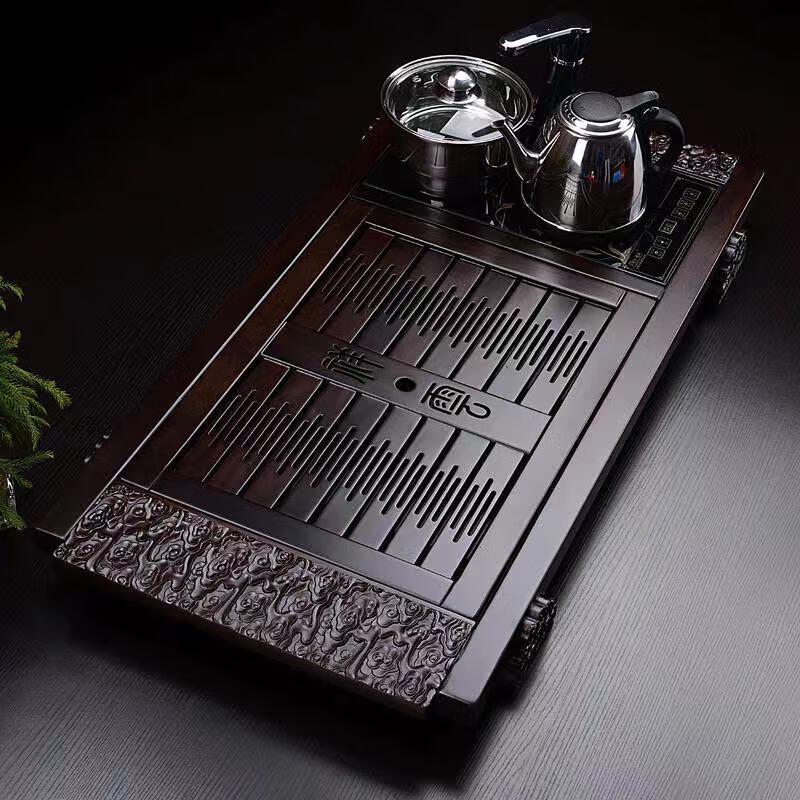 Ebony & Rosewood Tea Tray Set with Auspicious Cloud Design