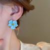 Ear Accessories Blue Flower Earrings Korean Style Flower Stud Earrings Flower Ear Studs  Party