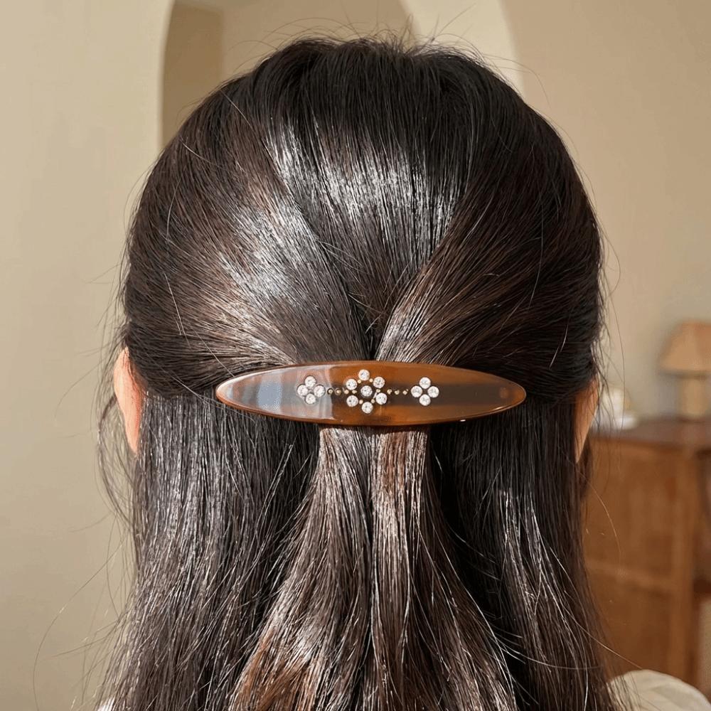 Vintage Acetate Hair Clip Retro Rhinestone Side Bangs Clip Y2K Spring Clip  Gift Presentation