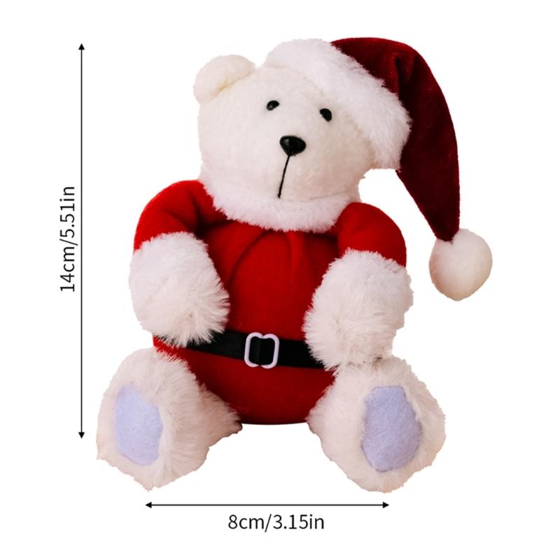 Plush Sitting Bear Doll Figurine Christmas Theme Animal Collectible Ornament Home Decoration Unique Christmas Present