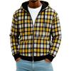 Felpa con cappuccio da uomo reversibile patchwork a quadri con zip per autunno e inverno