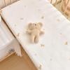 UKKNZZ Cartoon Embroidered 6-Layer Gauze Crib Fitted Sheet
