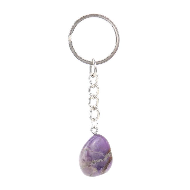 

Natural Stone Irregular Stone Agate Crystal Keychain Pendant Bag Buckle Key Chain K02 аметист