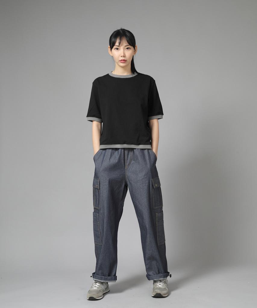 Seinteukeulu Double Cargo String Jogger Pants Dcj-338 Denim Light Indigo