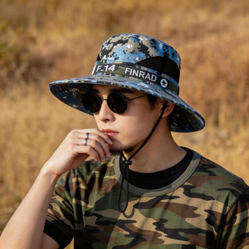 Outdoor shading and sun protection fisherman's hat men's summer large brim UV protection mountain hiking fishing hat