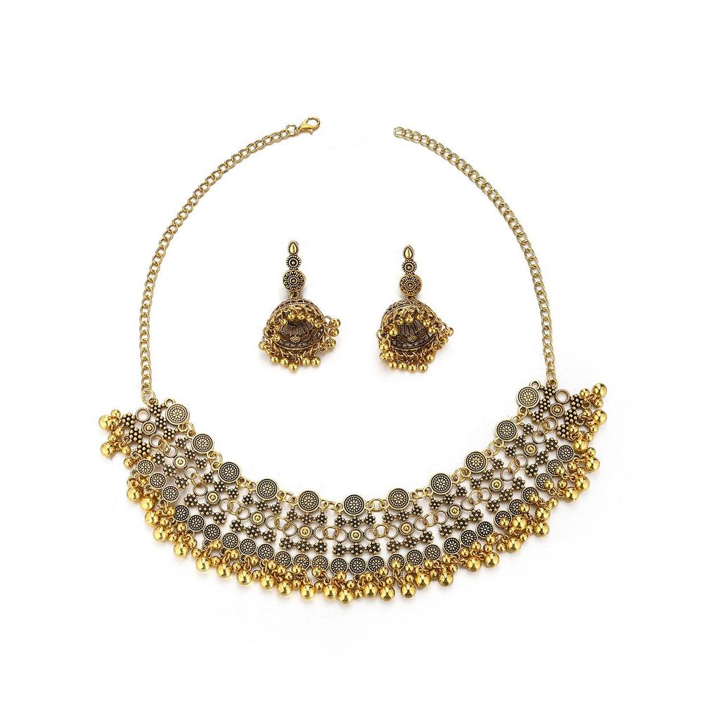 European Retro Metal Tassel Necklace & Earring Set