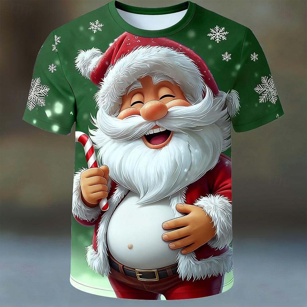 Summer Men's Santa 3D Printed Crew Neck T-Shirt