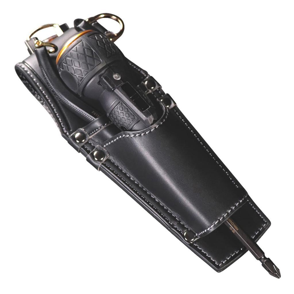 Fujiya Nippers Electric Drill Black Light PU Leather Series & Holder, & Gold, AH-32BG