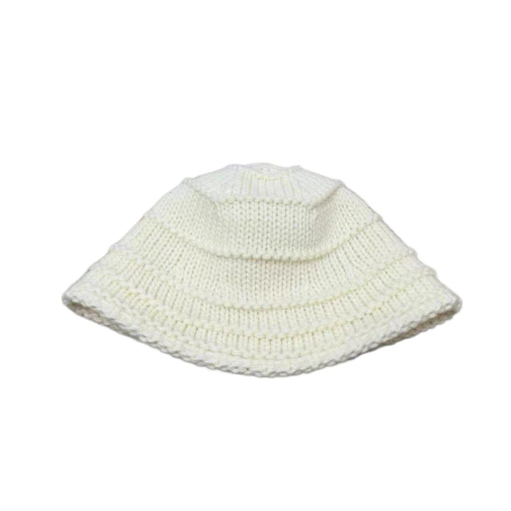 Cappello a secchiello in maglia stile casual da donna, versatile, caldo, color beige, cappello in lana, autunno e inverno, nuovo cappello in maglia con protezione per le orecchie