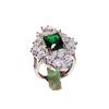 Luxury Full Diamond Princess Square Ring Emerald Simulation Open Ring Female Tourmaline Copper