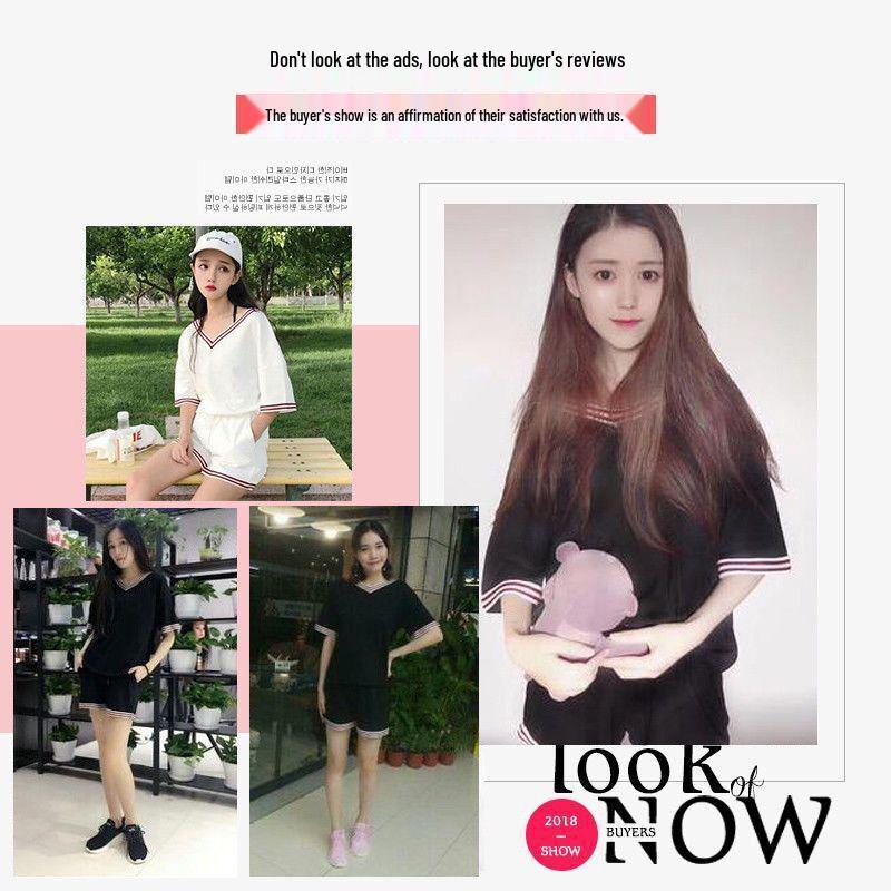 200 Jin Plus Size Women's Casual Summer Suit, Korean Style, Black Loose-Fit Short Sleeve Shorts Two-Piece Set