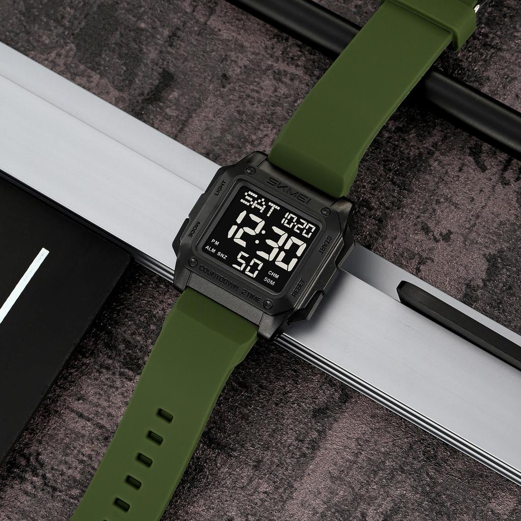 Multifunctional electronic watch male luminous waterproof square student watch sports electronic watch