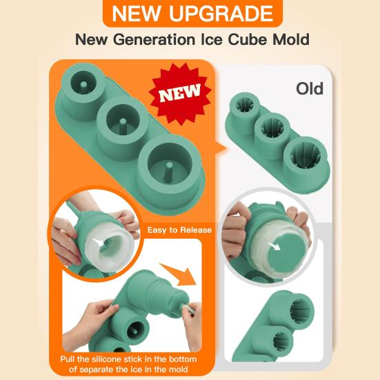 Cylinder Ice Cube Tray for 30Oz-40Oz Tumbler BPA-Free Slow Melting Ice Mold with Lid And Bin Easy Release Ice Maker for Whiskey Cocktail