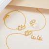 New Fashion Hollow Double Love Heart Pendant Necklace, Bracelet, Ring, Earrings Ladies Exquisite Sparkling Jewelry Set S/set