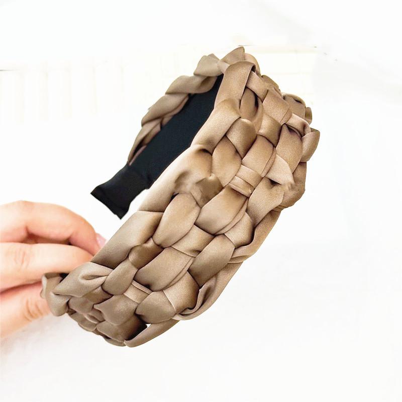 4,5-5 cm Prachtige brede dameshoofdband van satijnstof met gevlochten details, perfect voor dagelijks gebruik, winkelen en feestjes.