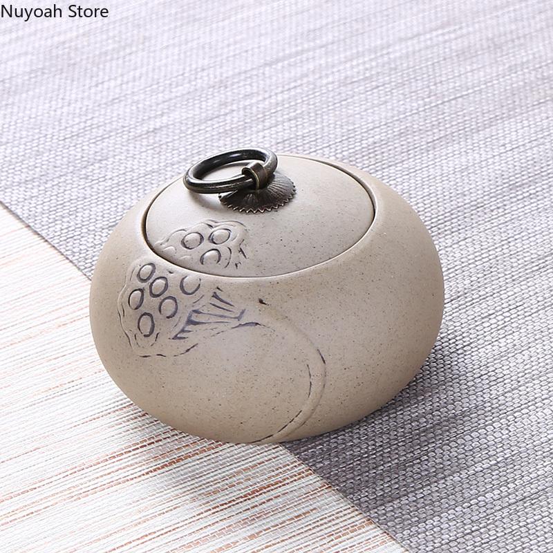 Tea Caddy Ceramic Purple Clay Stoneware Big and Small Tea Sealed Pot Pu'er Tea Storage Box Tea Table Decoration Accessories