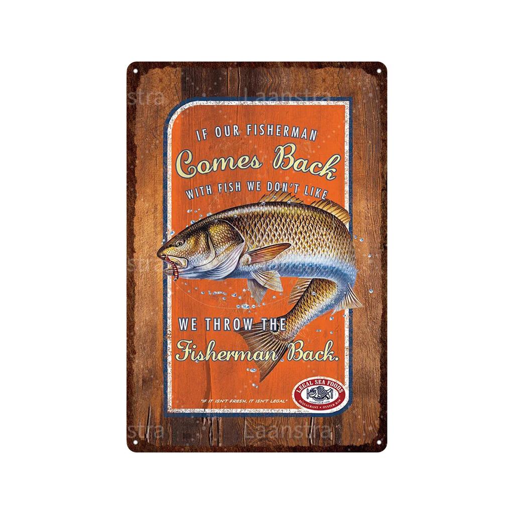 Vintage Animal Various Fish Metal Plate Wall Decor Tin Signs Art Posters Plaque Man Cave Bar Club Decoration Iron Painting