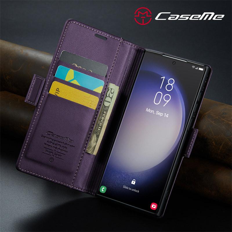 CaseMe Flip Stand Leather Phone Case for Samsung Galaxy S26 Ultra S25 Edge S24 FE S23 Ultra S22 S21 S20 Plus Wallet Card Holder Back Cover Coque Etui