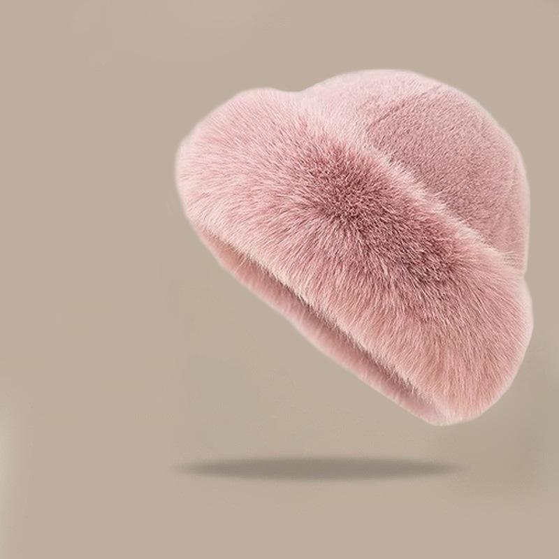 Flauschiger Pelz Bucket Hat für Damen Plüsch Fischerhut Warmer Ohrenschutz Wintermütze Verdicken Schneetag Panama Hut Weihnachtsgeschenke