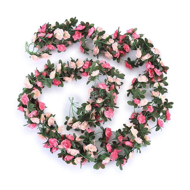 Luxurious Pink Silk Rose Floral Vine Garland For Stunning Party And Home Decor