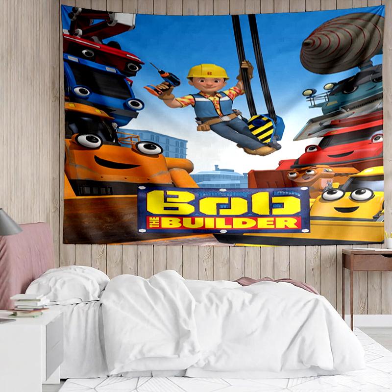 Bob-the-Builder Print Tapestry, Backdrop, Easy Setup, Ideal for Bedroom, Office & Living Room, with Aesthetic Wall Hanging Decor.