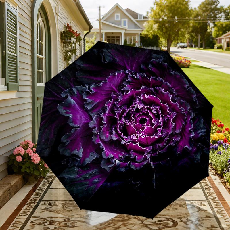 Purple Passion Bloom: Umbrella with Auto Open/Close, Outdoor Protection, Lightweight and Durable Travel Accessory 123