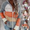 Women's Lightweight Color Block Zipper Hooded Sweaters Hoodies Pullover Sweatshirts