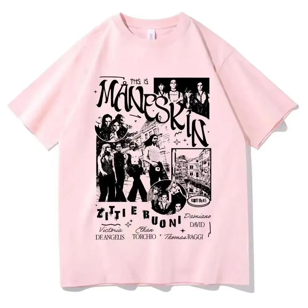 

2025 New Italian Rock Band Maneskin T-shirt Men and Women Plus Size O-neck Streetwear Original Casual Oversized Unisex T-shirt 4XL