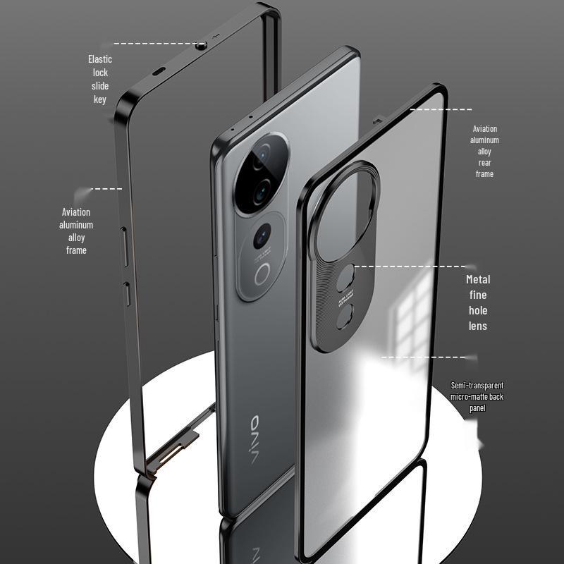 Vivo S30 Pro Metal Frame Snap-On Frosted Back Case with Lock Buckle for S20 V40
