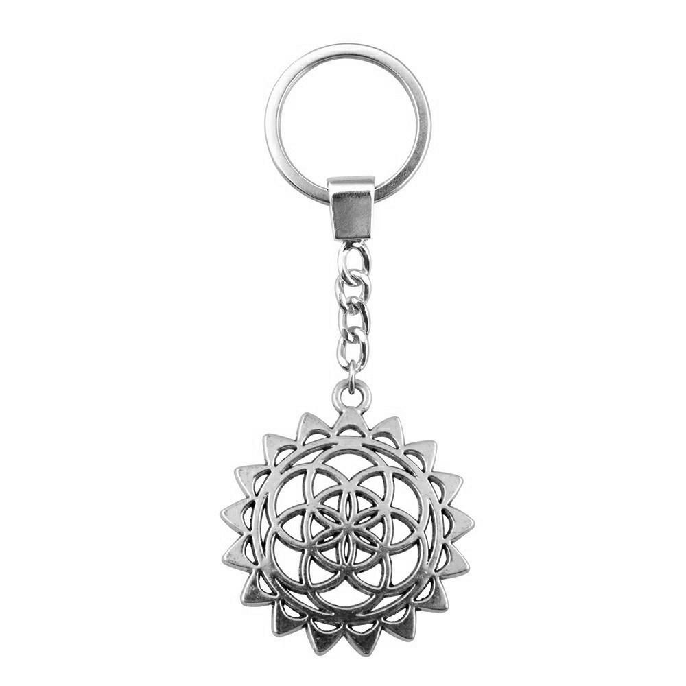 The Flower Of Life Keychain Craft Jewelry Victory Symbol Key Ring 30mm
