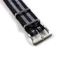 Watch Premium G10 NATO Type Nylon Black and Gray Two Stripes [Naval Co.] Strap, (20mm)