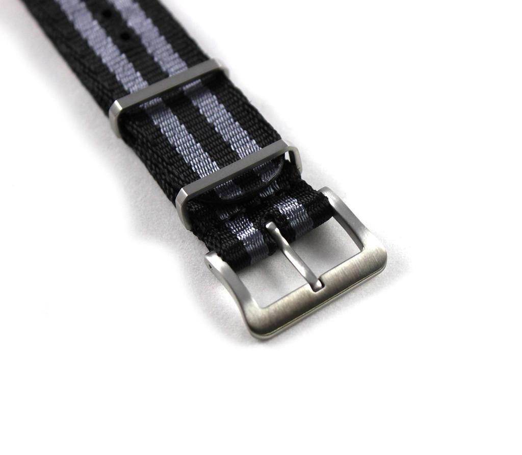 Watch Premium G10 NATO Type Nylon Black and Gray Two Stripes [Naval Co.] Strap, (20mm)