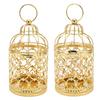 2 Pcs Bird Cage Candle Holder Vintage Exquisite Elegant Hollow Out Pattern Metal Candlestick for Party Decoration