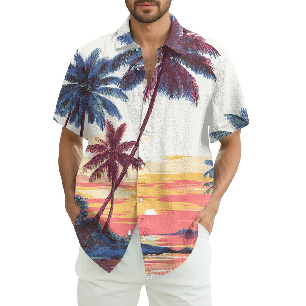 Men's Casual Fashion Printed Short-Sleeve Shirt
