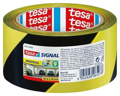 Tesa Signal Tape Yellow-Black 66M 50Mm