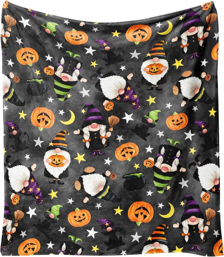 Halloween Blanket,Halloween Pink Pumpkin Ghost Mushroom Fleece Blankets,Fall Thanksgiving Farmhouse Gifts for Women Flannel Thro
