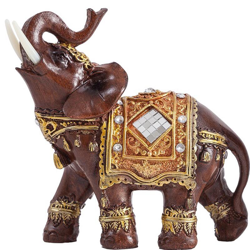Traditional Chinese Feng Shui Lucky Elephant Statue Resin Animal Sculpture Elephant Figurine Ornament Home Decoration